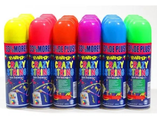 6 UNIDADES SPRAY DE CUERDAS LOCAS FIESTA