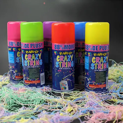 6 UNIDADES SPRAY DE CUERDAS LOCAS FIESTA
